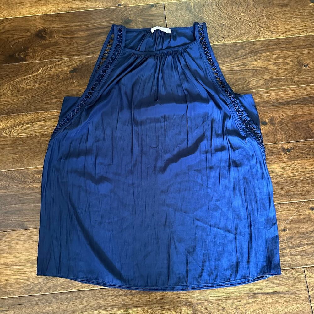 Ramy Brook navy blue silky sleeveless blouse cami tank small